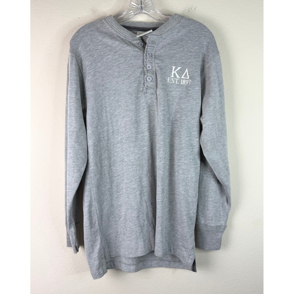 J. America Henley Women Medium Kappa Delta Gray Long Sleeve Greek Sorority Top